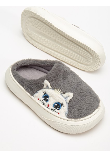 Kadın Kedicik Desenli Peluş Yumuşak Hafif Ses Yapmayan Kaymaz Eva Taban Kışlık Ev Terliği indirimleri