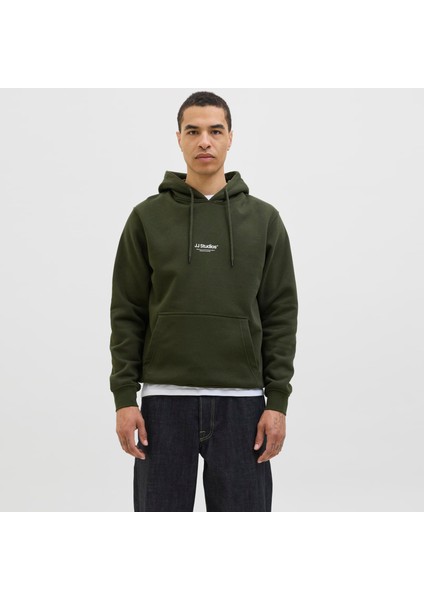 Erkek Gögüs Minimal Logo Baskili Kapüsonlu Sweatshirt - Soho