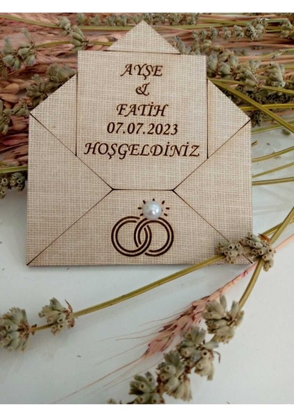 20 Adet Davetiye Temalı Inci Detaylı Magnet Nikah Şekeri, Sünnet, Düğün Nişan Söz, Kına Hediyelik
