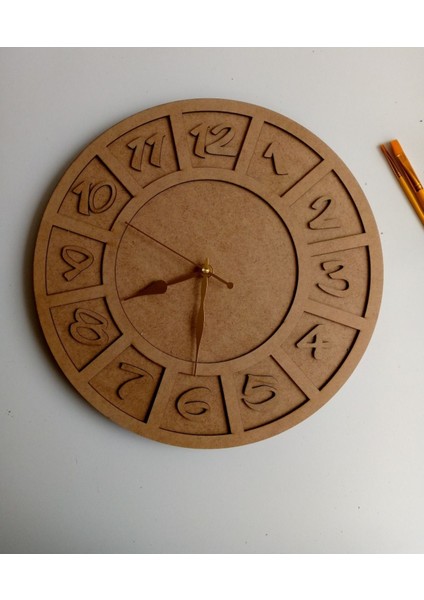 Saat Ahşap 40 cm Çap Kendin Boya Dekoratif Saat Sanatsal modelleri