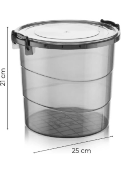 Mega Boy 4lü Yuvarlak Un Bakliyat Kabı - Kulplu Deterjanlık Saklama Kutusu 7 Litre Antrasit fırsatları