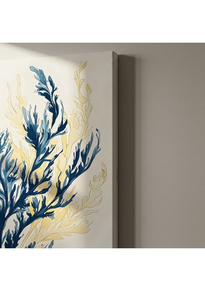 Mavi ve Sarı Tonlarında Deniz Yosunu Illüstrasyonu Tablosu indirimleri