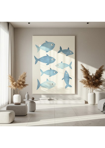 Sevimli Balıklar Illüstrasyon Tablosu fırsatları