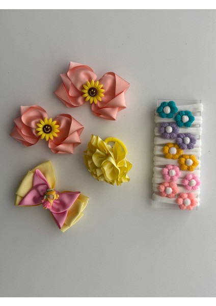 Fiyonklu Saç Tokası 14'lü – Renkli Set, Günlük & Okul