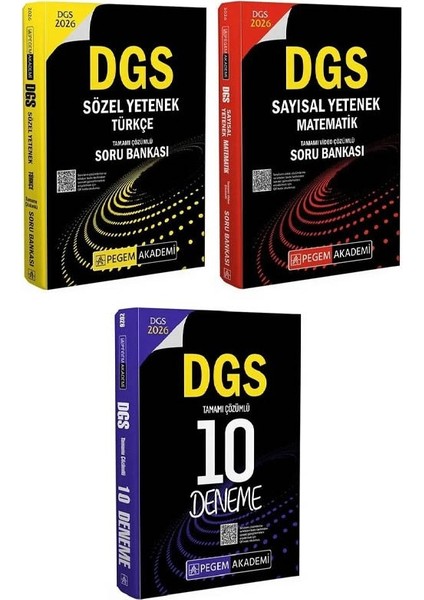 Pegem 2026 Dgs Türkçe Sözel Mantık + Matematik Sayısal Mantık Soru Bankası + 10 Deneme 3 Lü Set
