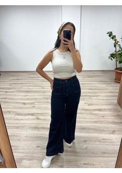 Bol Paça Yüksek Bel Denim Pantolon