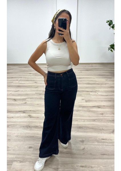 Bol Paça Yüksek Bel Denim Pantolon modelleri