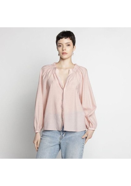 Allbucks Zara, Pembe Geniş Gömlek Bluz ABZRA9993