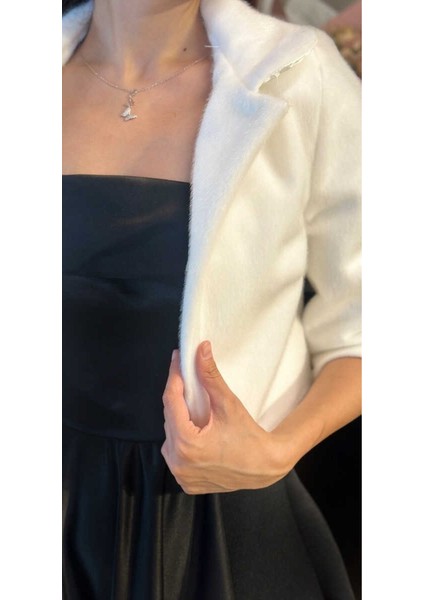 Beyaz Tay Tüyü Kısa Bolero Abiye Ceket 6009 fiyatları