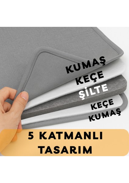 Buharlı Dikey Ütü Matı 5 Katman Asılabilir Yanmaz Çift Taraflı Dayanıklı Keçeli Buharlı Ütü Bezi Gri 50X80 cm