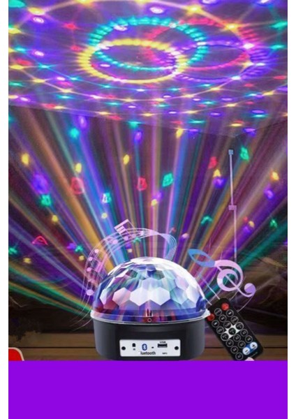 Sihirli LED Dönen Disko Topu Kablosuz Bluetooth USB Mp3 Kumandalı 360° Renkli Işık 165X165X150MM fiyatları