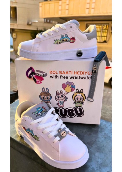 Labubu Çocuk Spor Ayakkabı + Akıllı Kol Saati Hediyeli 🎁✨ | Renkli ve Eğlenceli Tasarım
