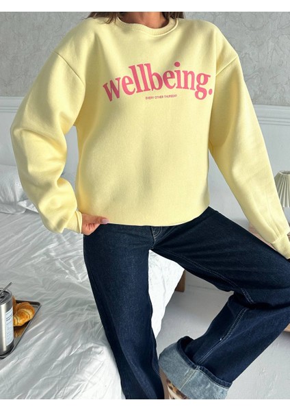 Kadın Premium Sweat Penye 3 Iplik Içi Şardonlu Oversize Kalıp Baskılı Sweatshir modelleri