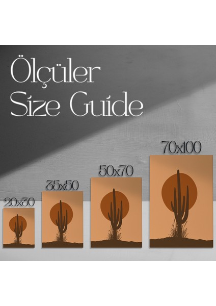Çöl Günbatımı Kaktüs Silüeti Tablosu modelleri
