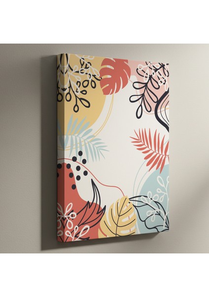 Tropikal Bitki Desenli Soyut Sanat Tablosu