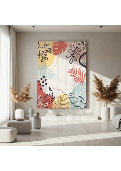 Tropikal Bitki Desenli Soyut Sanat Tablosu fırsatları