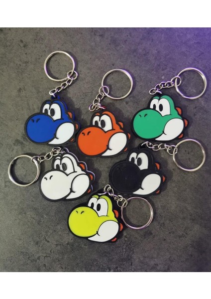 Nintendo Yoshi Renkli Kafalar Sevimli Figür Karakter Anahtarlık
