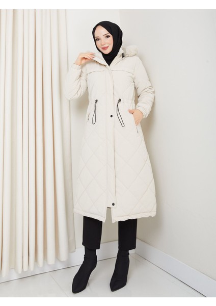 Kadın Büyük Beden Elyaf Dolgulu Spor Kapitone Nova Kumaş Mont 0198