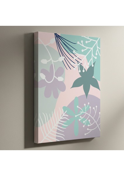 Pastel Renkler Botanik Illüstrasyon Tablosu