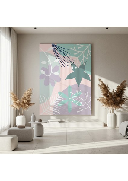 Pastel Renkler Botanik Illüstrasyon Tablosu fırsatları