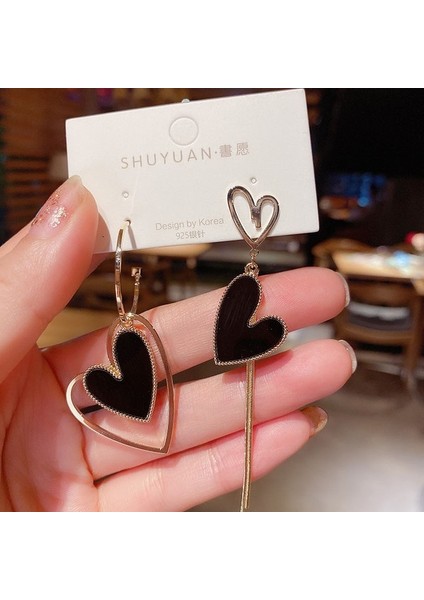 S925 Gümüş Iğne Kore Asimetrik Aşk Püskül Küpe (Yurt Dışından) fiyatları