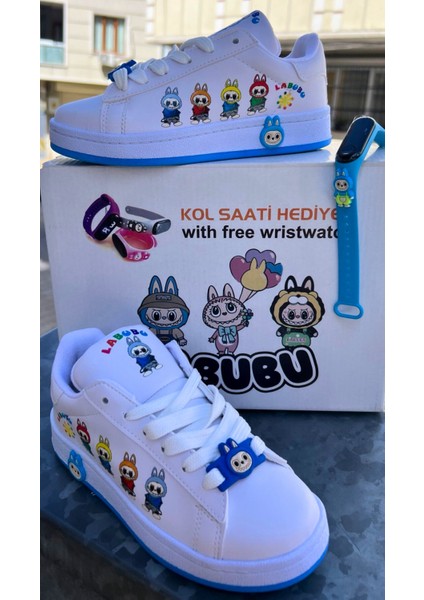 Labubu Çocuk Spor Ayakkabı + Akıllı Kol Saati Hediyeli 🎁✨ | Renkli ve Eğlenceli Tasarım