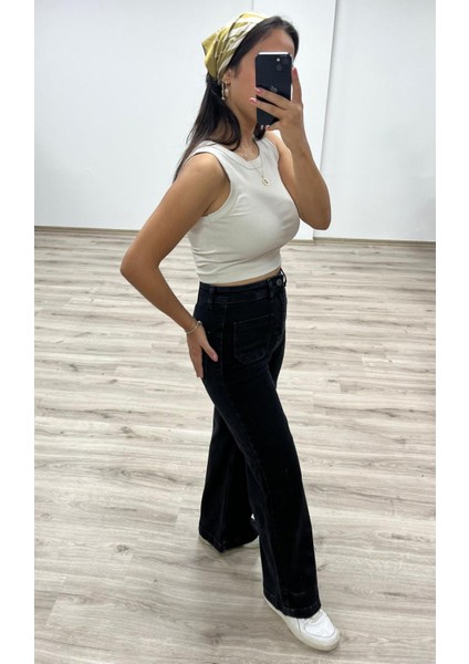 Bol Paça Yüksek Bel Denim Pantolon fiyatları