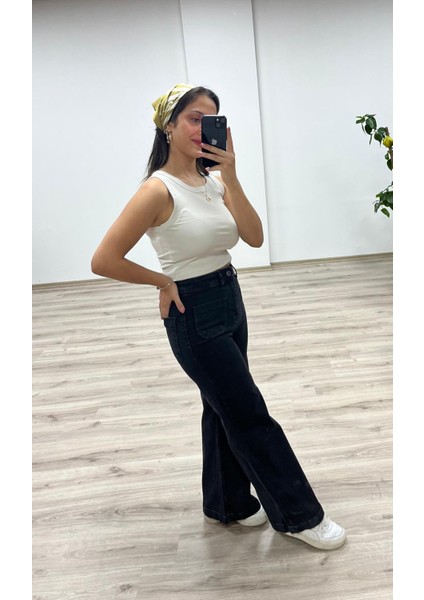 Bol Paça Yüksek Bel Denim Pantolon modelleri