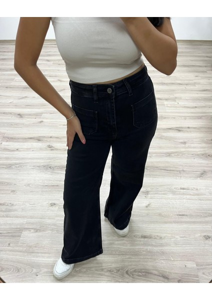 Bol Paça Yüksek Bel Denim Pantolon fırsatları