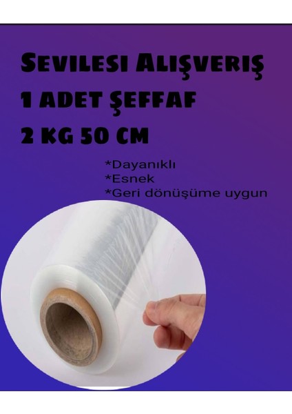 2 kg Şeffaf Palet Streci 50 Cm Streç Film Net kg
