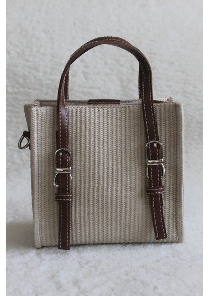 Karrem Hasır Kemer Detaylı Çapraz Çanta Taba