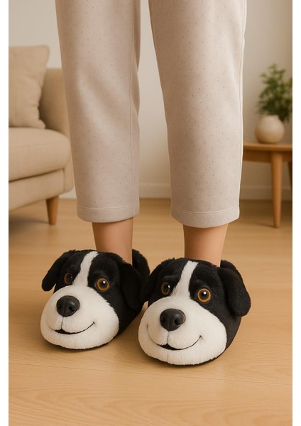 Unisex Yetişkin Köpek Figürlü Peluş Panduf Ev Pandufu Ev Botu