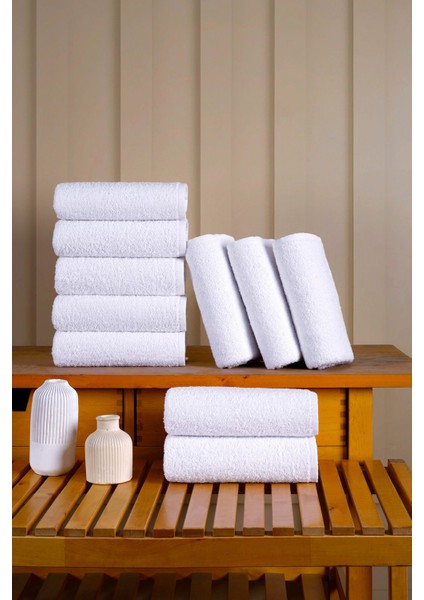 50X90 %100 Pamuk 10'lu Otel Havlusu, El Havlusu, Yüz Havlusu, Baş Havlusu, Spor Havlusu, Spa Havlu