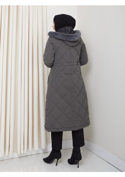 Kadın Büyük Beden Elyaf Dolgulu Spor Kapitone Nova Kumaş Mont 0198