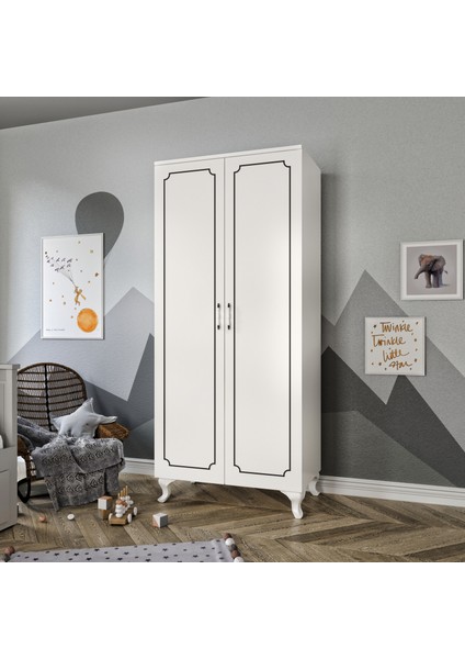 Stil 2 Kapaklı Modern Desenli Gardırop, Elbise Dolabı - Tamamı Mdf fiyatları
