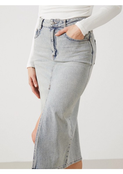 Lcw Vision Indigo Dar Fit Kadın Jean Etek modelleri