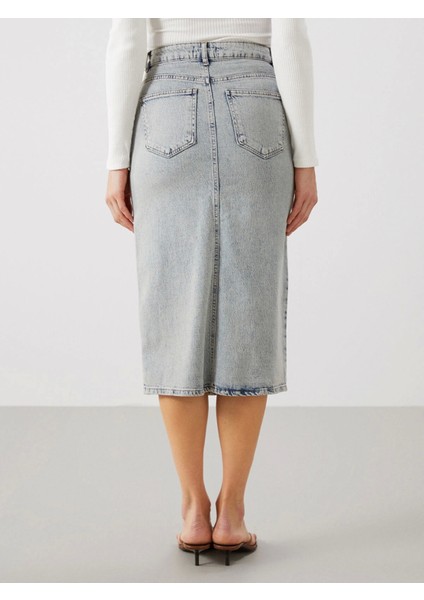 Lcw Vision Indigo Dar Fit Kadın Jean Etek fırsatları