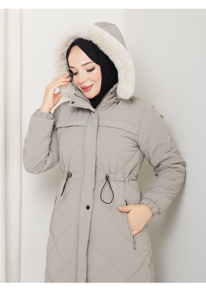 Kadın Büyük Beden Elyaf Dolgulu Spor Kapitone Nova Kumaş Mont 0198 modelleri