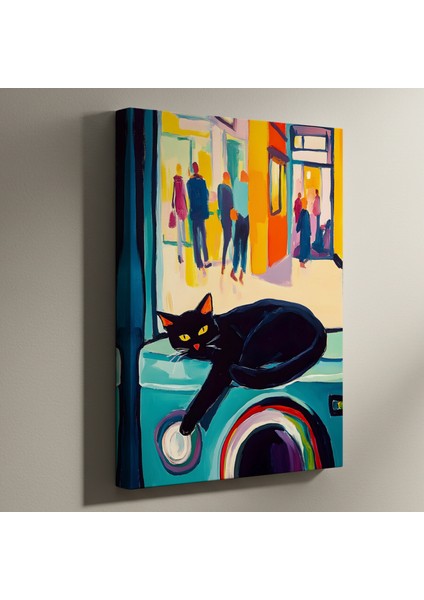 Siyah Kedi ve Şehir Hayatı Tablosu