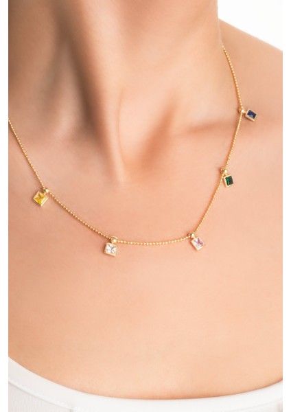 Minimal Renkler 18 Ayar Sarı Altın Kaplama 45 cm Gümüş Kolye fiyatları