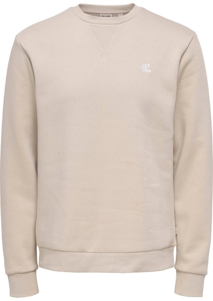Onsceres Reg Ls Logo Crew Krem Erkek Sweatshirt 22035226 modelleri