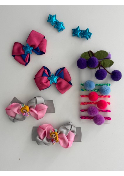 Fiyonklu Saç Tokası 14'lü – Renkli Set, Günlük & Okul fırsatları