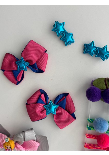 Fiyonklu Saç Tokası 14'lü – Renkli Set, Günlük & Okul