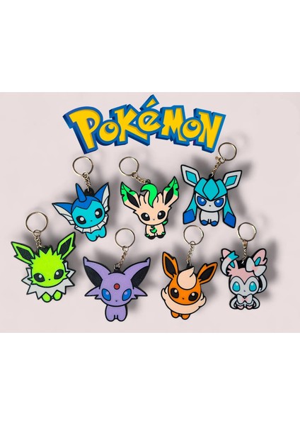 Pokemon 7 Li Sevimli Figür Karakter Anahtarlık