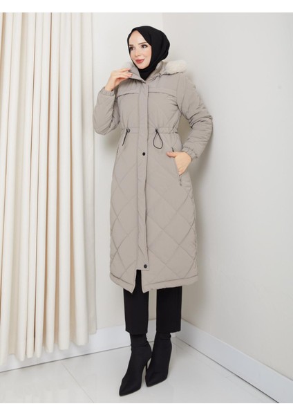 Kadın Büyük Beden Elyaf Dolgulu Spor Kapitone Nova Kumaş Mont 0198