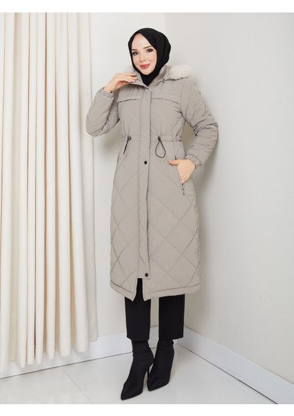 Kadın Büyük Beden Elyaf Dolgulu Spor Kapitone Nova Kumaş Mont 0198 modelleri