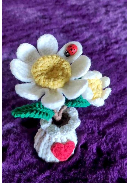 Beyaz Papatya Saksılı Dekor Yapay Çiçek