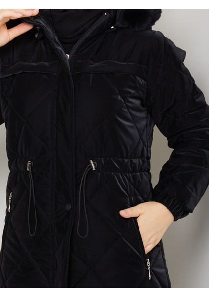 Kadın Büyük Beden Elyaf Dolgulu Spor Kapitone Nova Kumaş Mont 0198