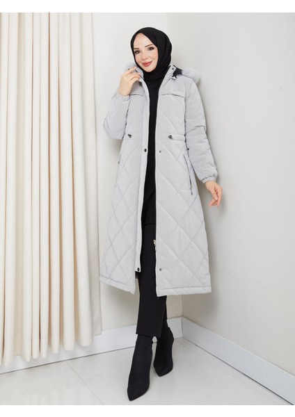 Kadın Büyük Beden Elyaf Dolgulu Spor Kapitone Nova Kumaş Mont 0198