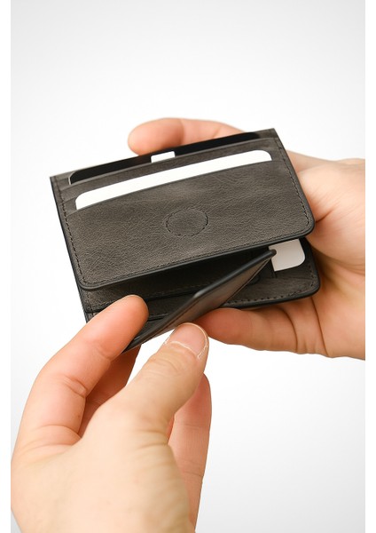 Private Collection Kişiselleştirilebilir Gri Hakiki Deri Ince Kartlık Cüzdan modelleri